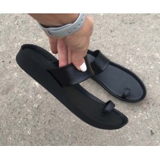 Шлепки на лето кожаные черные 0037СЗ